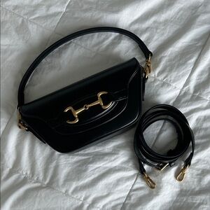 Anthropologie Black Horsebit Mini Bag